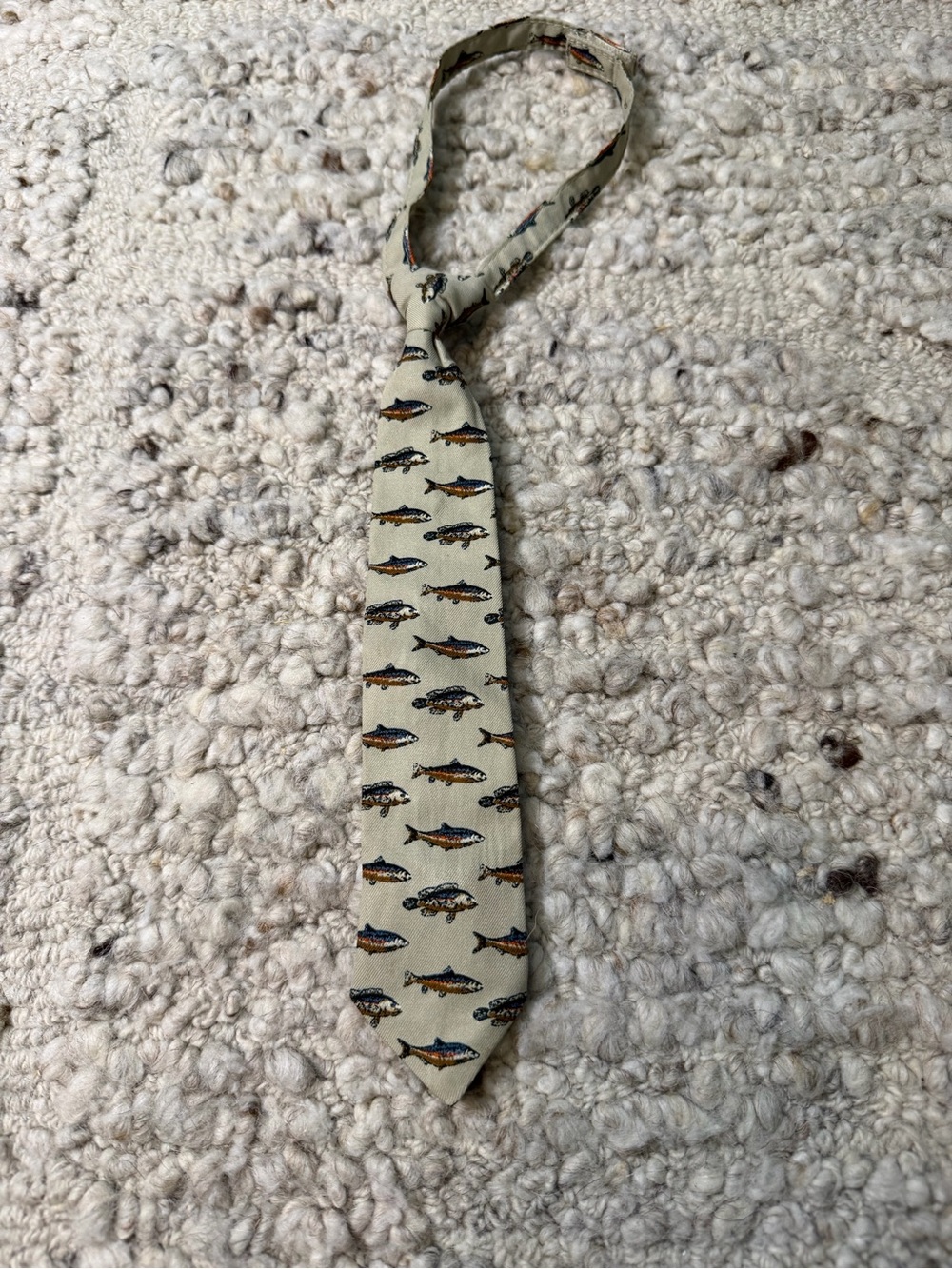 Beige Fish Pattern Tie - Kids Accessories